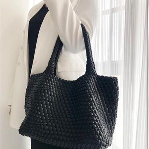 Elegant Black Woven Tote Bag